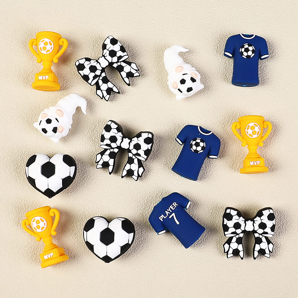 Silicone Focal Beads 3D Football Soccer Ball Theme