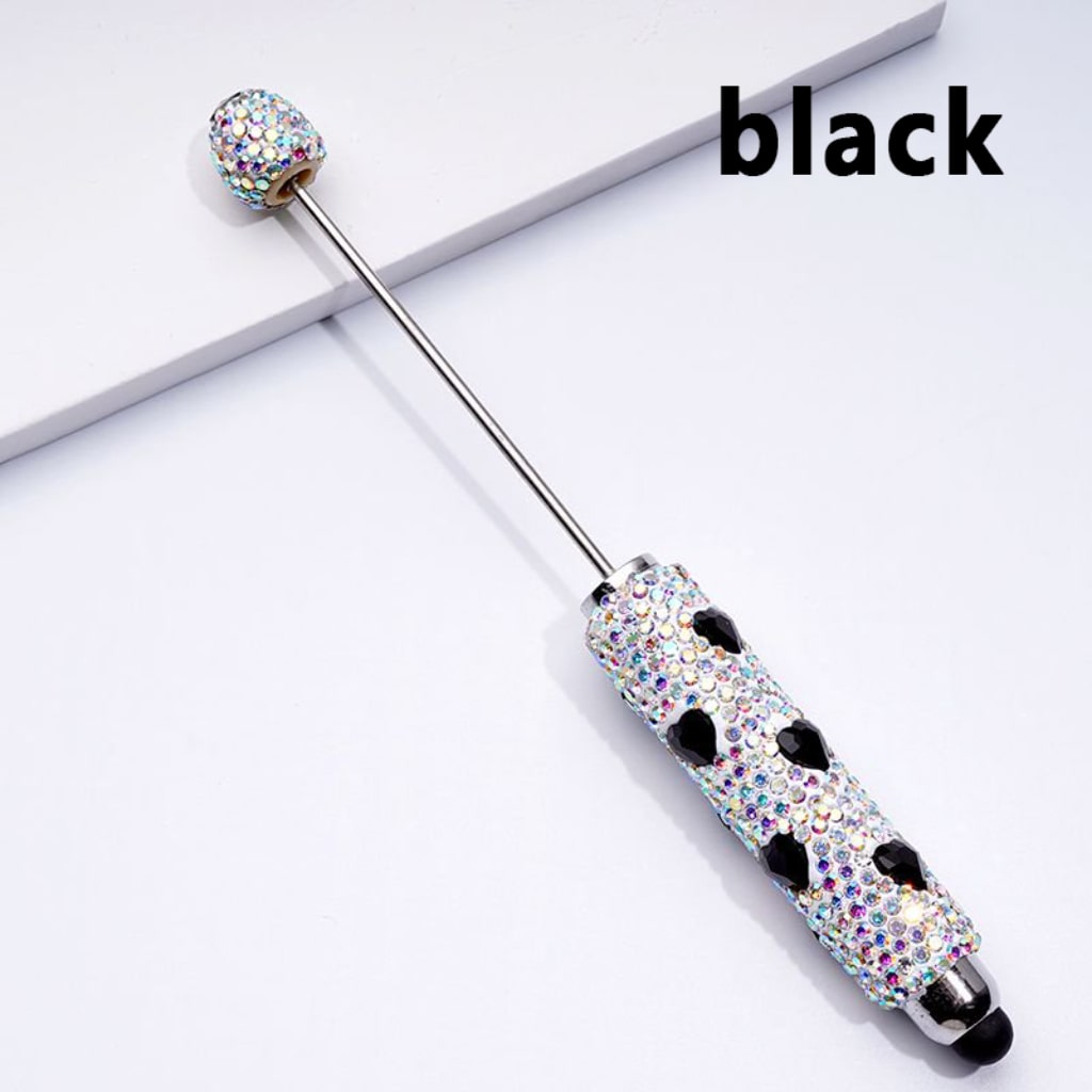 Beadable Clay Stylus Pens with Colorful Heart Rhinestones Mini AB Rhinestones Covered the Entire Pen