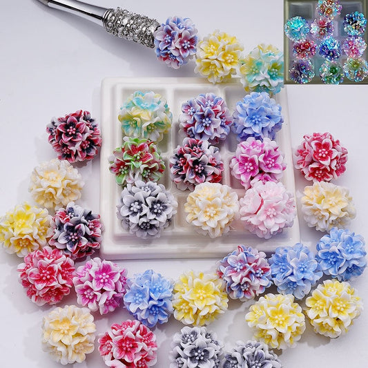 Luminous Glitter Soft  Lily Flower Clay Beads, 24MM, Random Mix