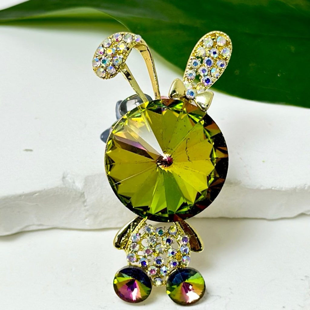 Bling Bling Fancy Gold Alloy Bunny Rabbit with Mini AB Rhinestones Lar ...