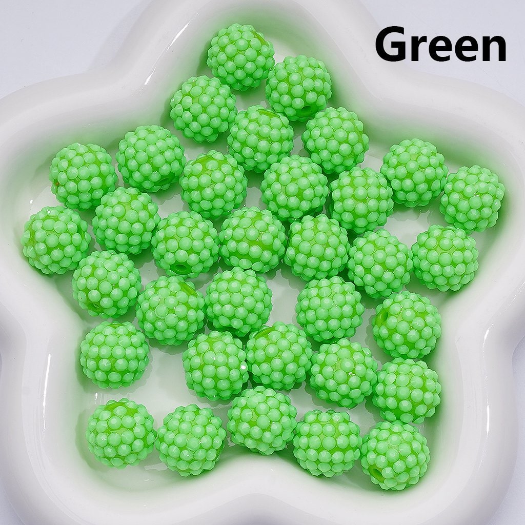 Solid Color Rhinestones Waxberry Ball Round Acrylic Beads, 16MM