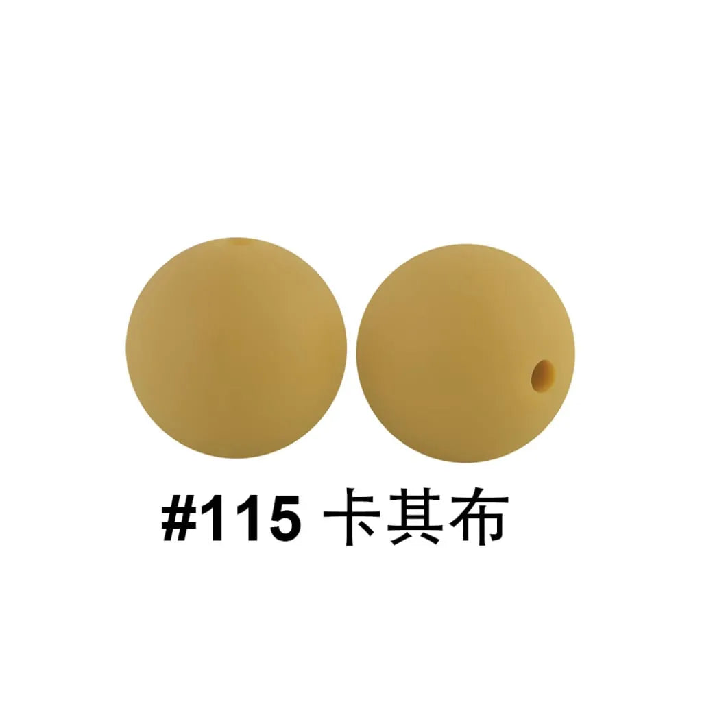 シリコンビーズ、ソリッドカラー、15 mm