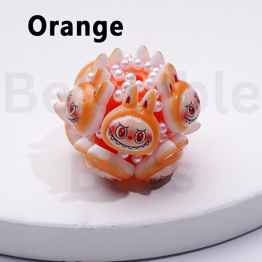 Cute  L-B-B Monster Pop Mar White Pearls Round Acrylic Beads in Solid Color, Around 20*23MM