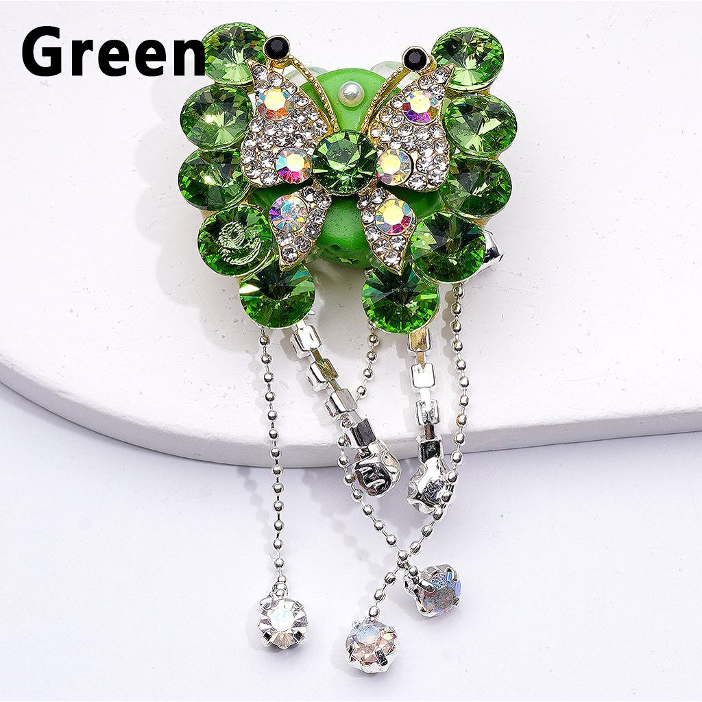 Bling Bling Fancy Gold Alloy Butterfly with Shiny Rhinestones Chains Cute Butterflies Hearts Clay Beads, Around 34*34MM