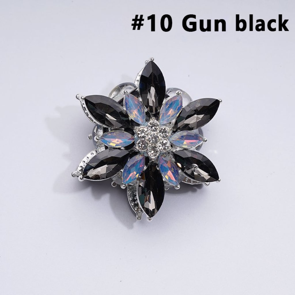Fancy Silver Alloy Six-Petaled Flower with Clear & Colorful Rhinestones Clay Beads, Around 38MM