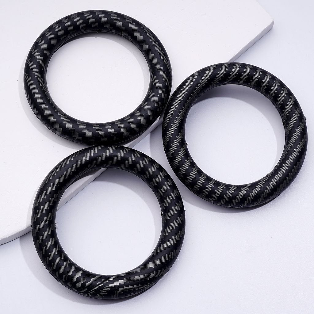 Gray-Black Rectangle Checkers Prints Silicone Ring Frame Bead Circle Round Soft Car Hanger Charm Loop 65mm