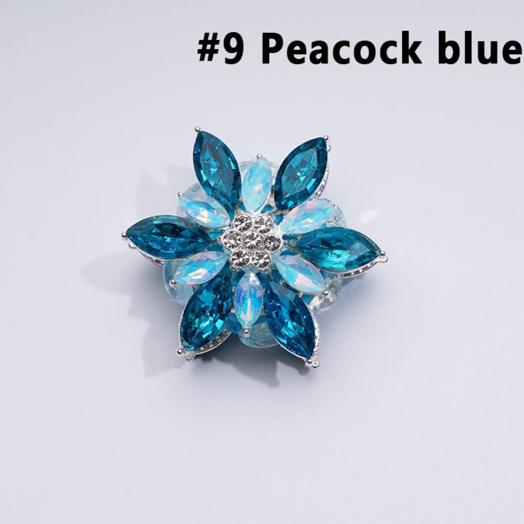 Fancy Silver Alloy Six-Petaled Flower with Clear & Colorful Rhinestones Clay Beads, Around 38MM