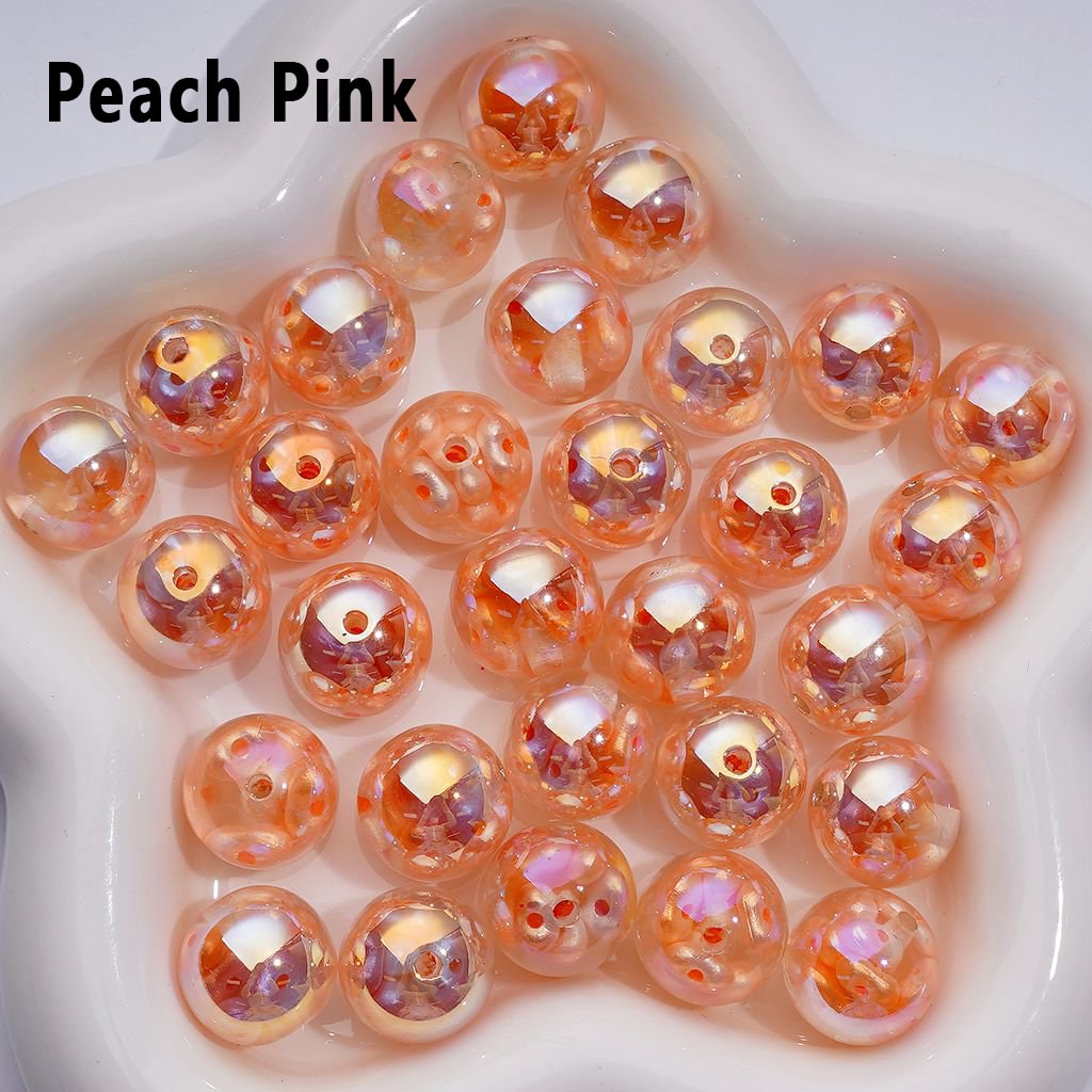 UV Coating Glossy Clear Round Acrylic Beads Mini Colorful Peanuts Beads Inside, 16MM (The Material is Resin)