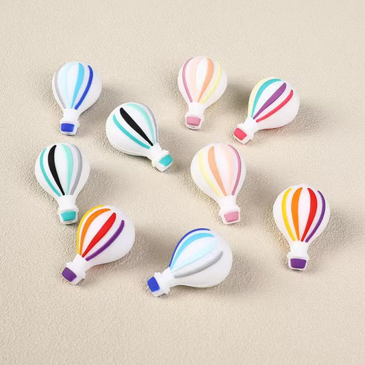 3D Mini Cute Colorful Stripes Hot Air Balloons Silicone Focal Beads