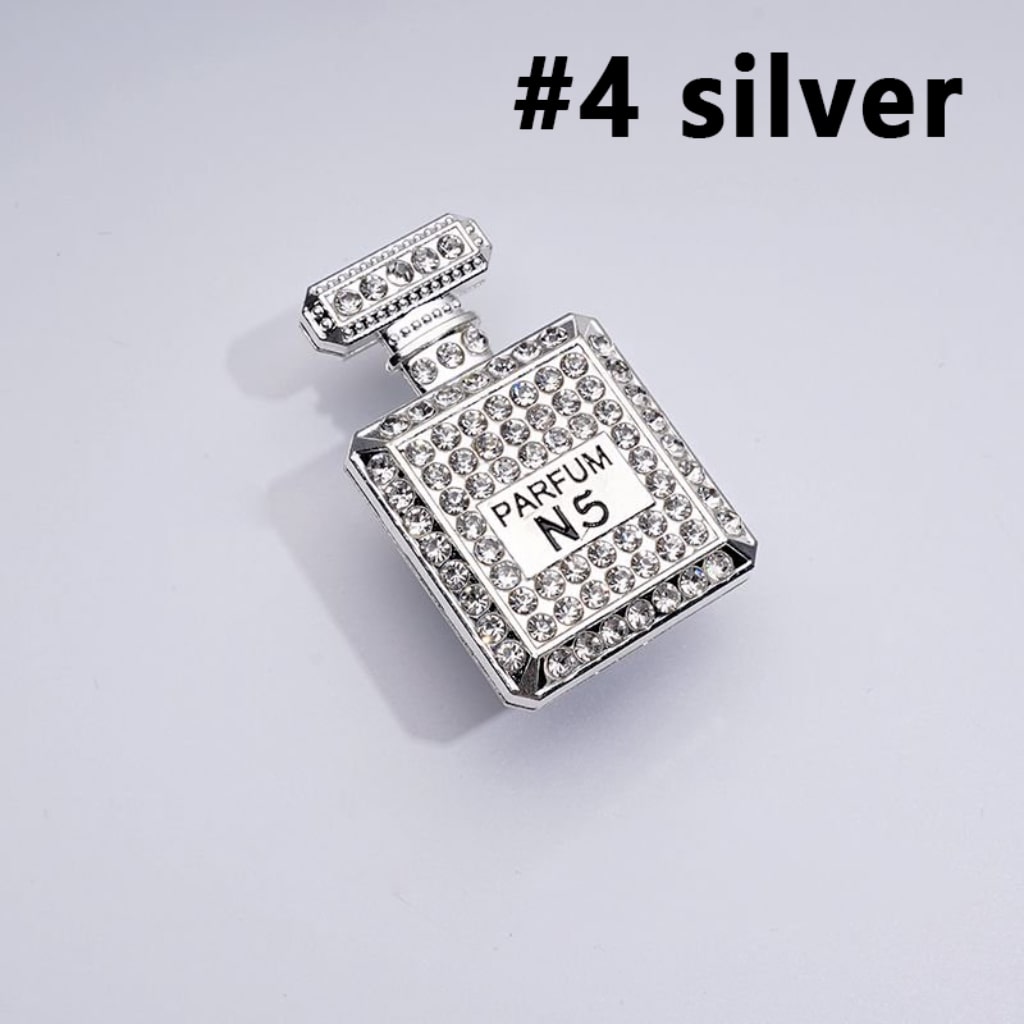 Bling Bling Fancy Alloy Parfum Perfume Bottle with Colorful Shiny Rhinestones White Pearls Colorful Hearts Clay Beads, Around 46*29MM