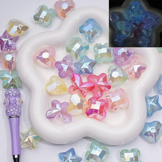 Luminous Star Heart Butterfly Four-Leaf Clover Acrylic Beads Mix