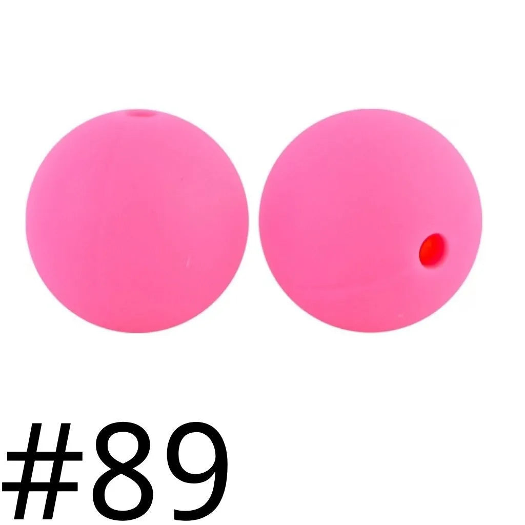 Silicone Beads, Solid Colors, 15 mm