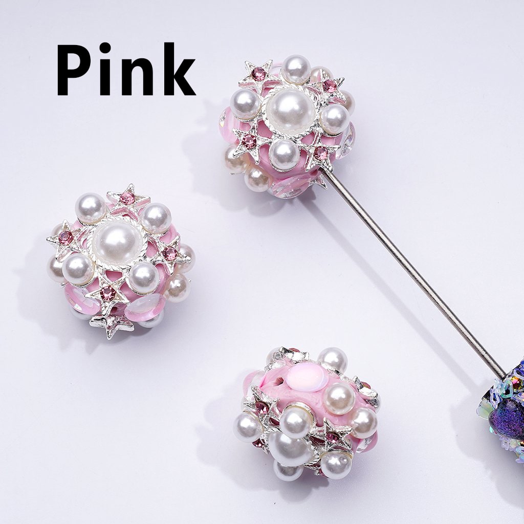 Delicate Fancy Silver Alloy Stars with Shiny Rhinestones White Pearls Clay Beads, Around 29MM