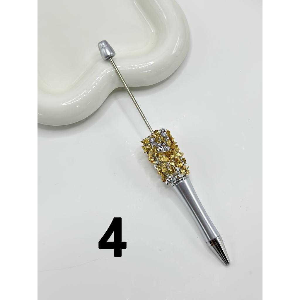 Beadable Pens with Clear Rhinestones in Solid Colors with Small Rock