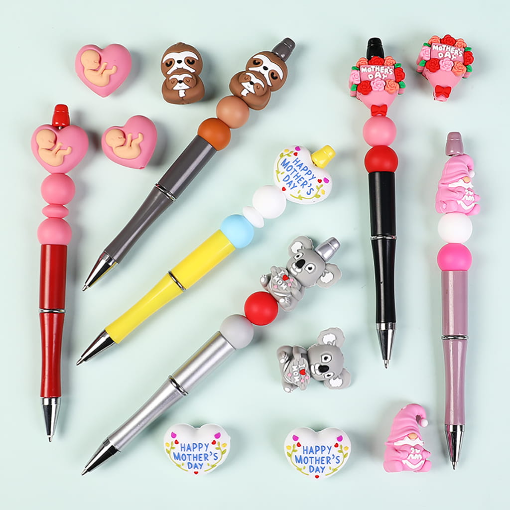 Silicone Focal Beads 3D Mother's Day Series, Animals and Hearts and Gnome and Flowers