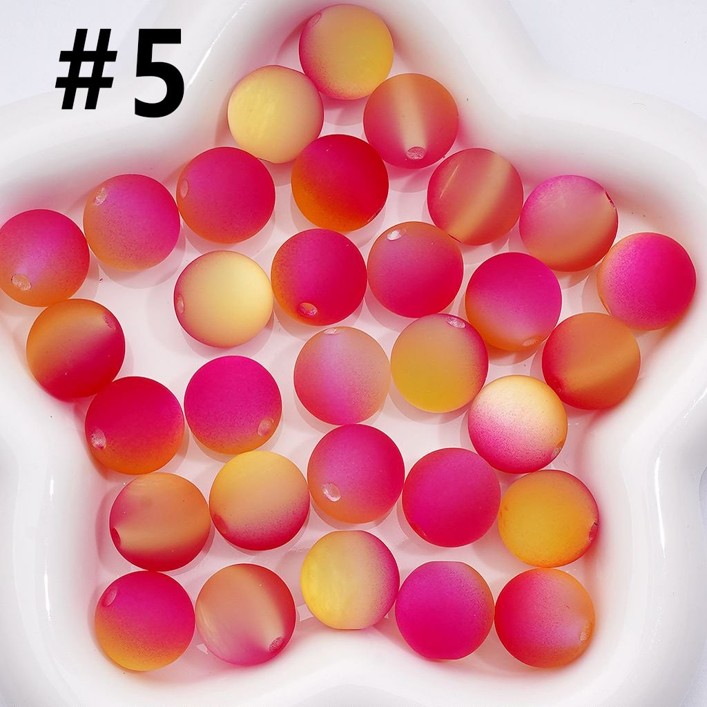 Double Color Cat Eye Style Frosted Round Acrylic Beads, 16MM