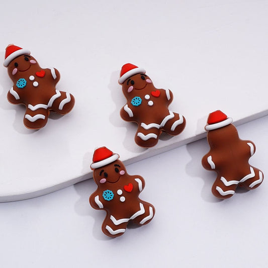 3D Cute Gingerbread Christmas Silicone Focal Beads