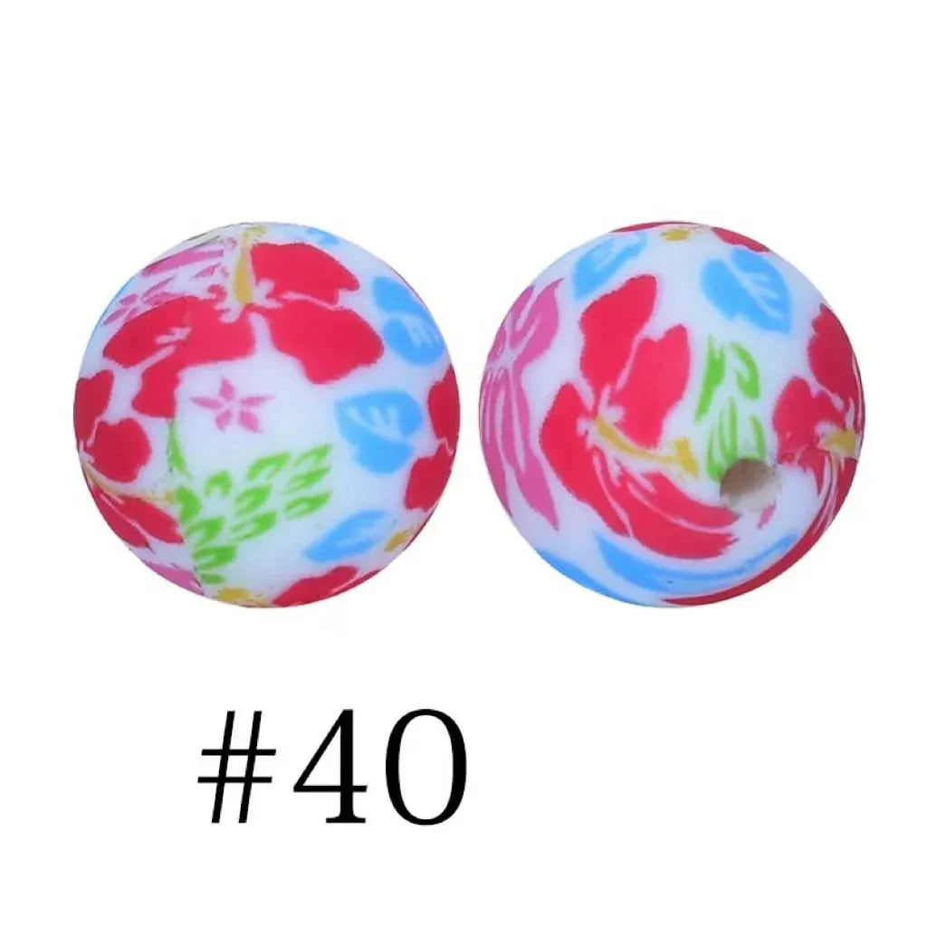 Printed Silicone Beads 15 mm