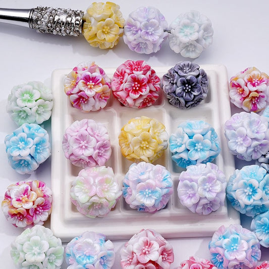 Multi-Color Soft Flower Clay Beads, 24MM, Random Mix
