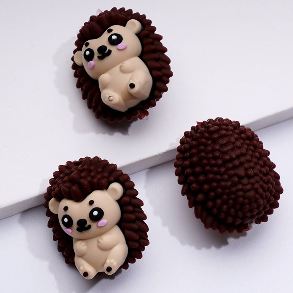 3D Little Cute Hedgehogs Silicone Focal Beads