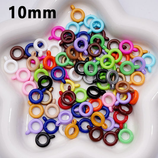 Solid Color Plastic Rings Loops with Mini Rings for Jewelry Accessories, 10MM
