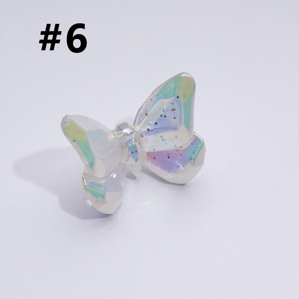 UV Coating Multi-Color Dazzling Butterfly Acrylic Beads, Around 24*20MM