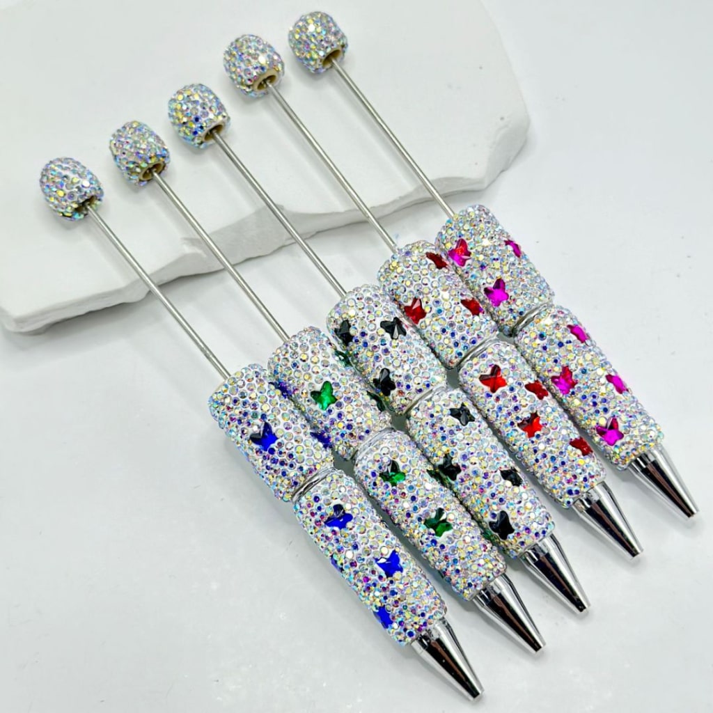 Beadable Clay Pens with Multi-Color Butterflies Mini AB Rhinestones Co ...