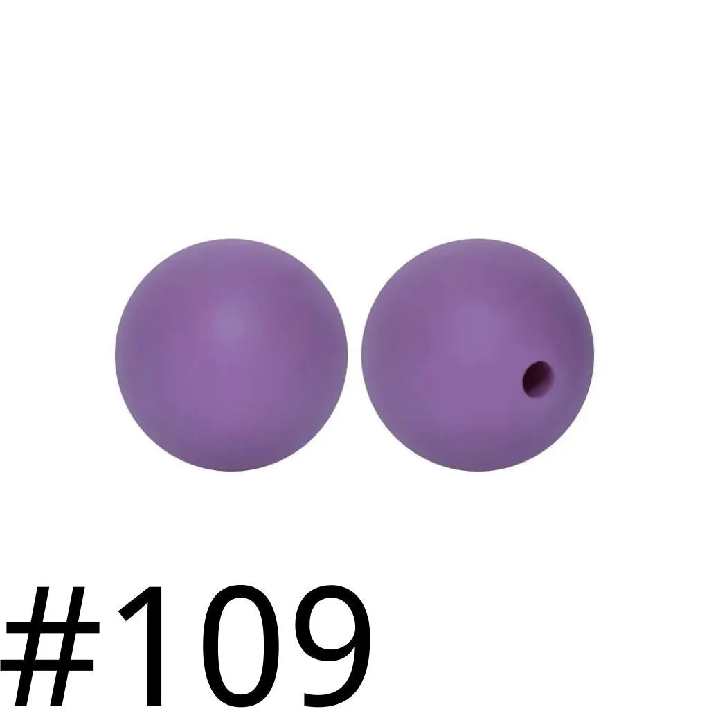 シリコンビーズ、ソリッドカラー、15 mm