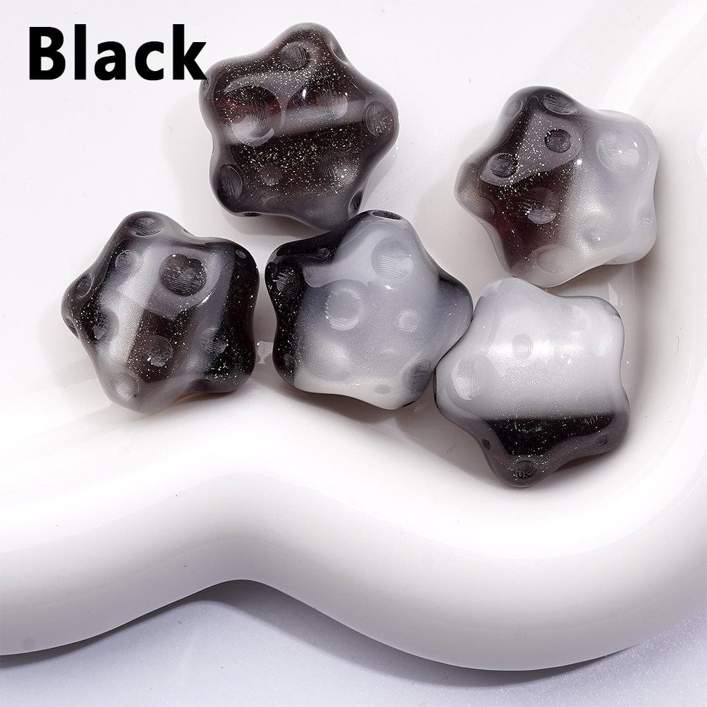 Mini Cute Cat Eye Style Glitter Cheesy Stripes Five-Pointed Star Shape Acrylic Beads, Around 20*16MM