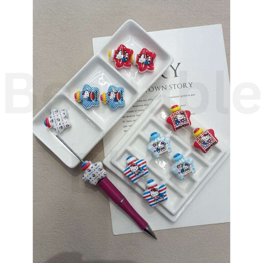 Acrylic Beads Cute Hello Kitt Series Star Shape Multi-Color 25*25MM, Random Mix