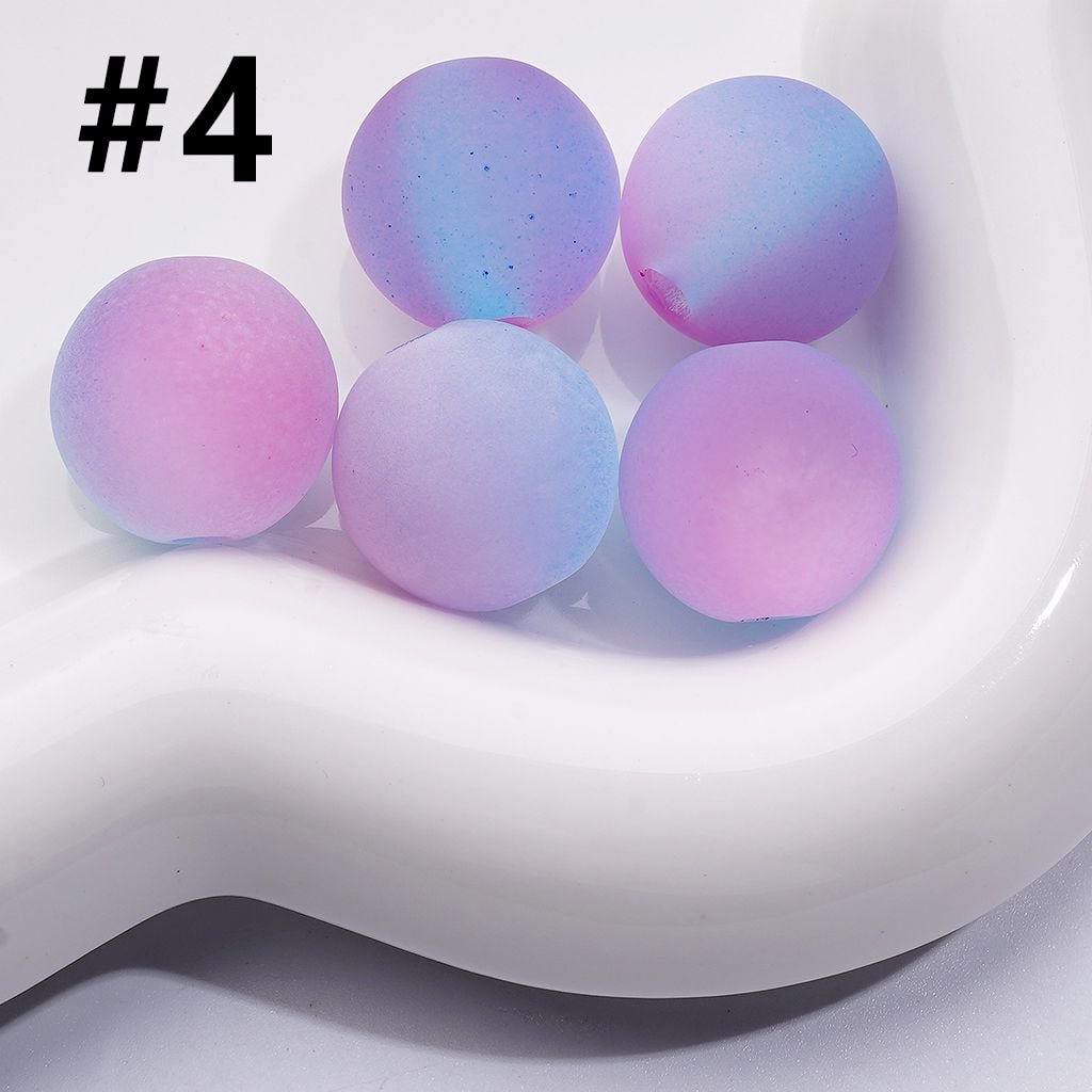 Double Color Cat Eye Style Frosted Round Acrylic Beads, 16MM