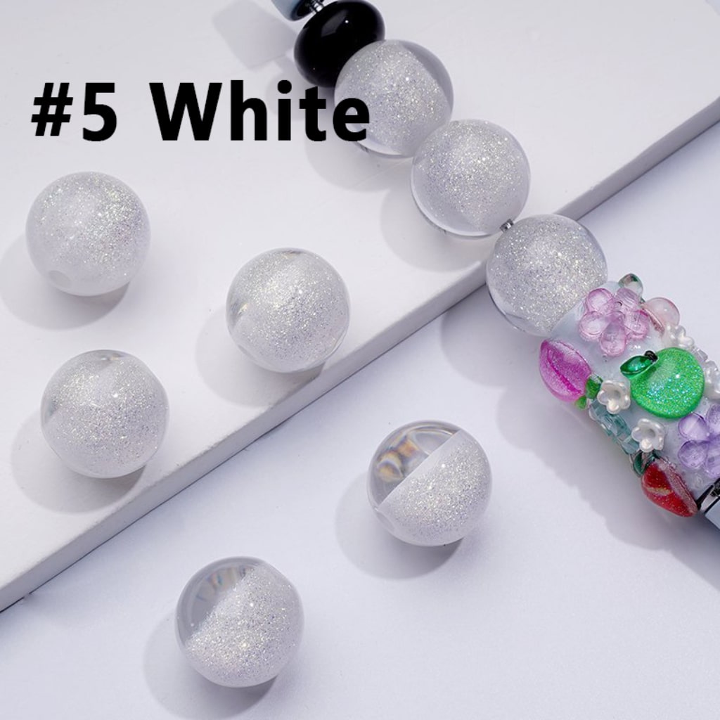 Luminous Bling Bling Shiny Glitter Half Sugar Core Round Acrylic Beads, 16MM
