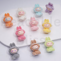 Cute Flocked Fluffy Labub Po Mar Pendants Pen Topper Acrylic Beads, 38*26MM, Random Mix
