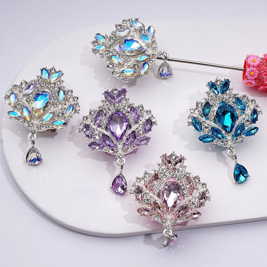 Delicate Fancy Silver Alloy Flower Bouquet with Shiny Rhinestones Pendants Cute Butterflies Hearts Snowflakes Clay Beads, Around 37*40MM