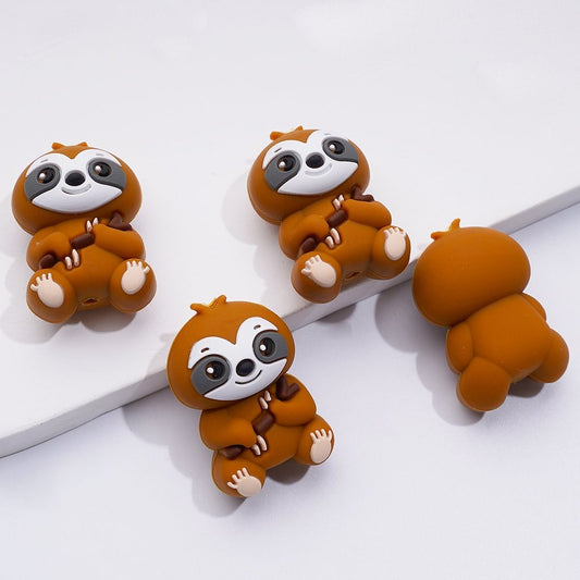 3D Little Cute Sloths Silicone Focal Beads