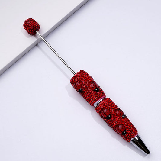 Beadable Clay Pens with Cute Vivid Ladybugs Shiny Red Rhinestones Covered the Entire Pen