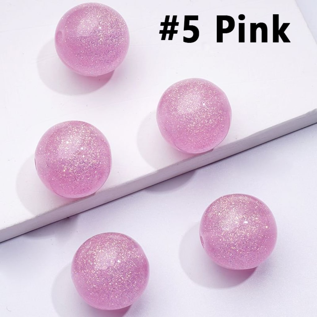 Shiny Glossy Glitter Colorful Round Acrylic Beads, 12MM
