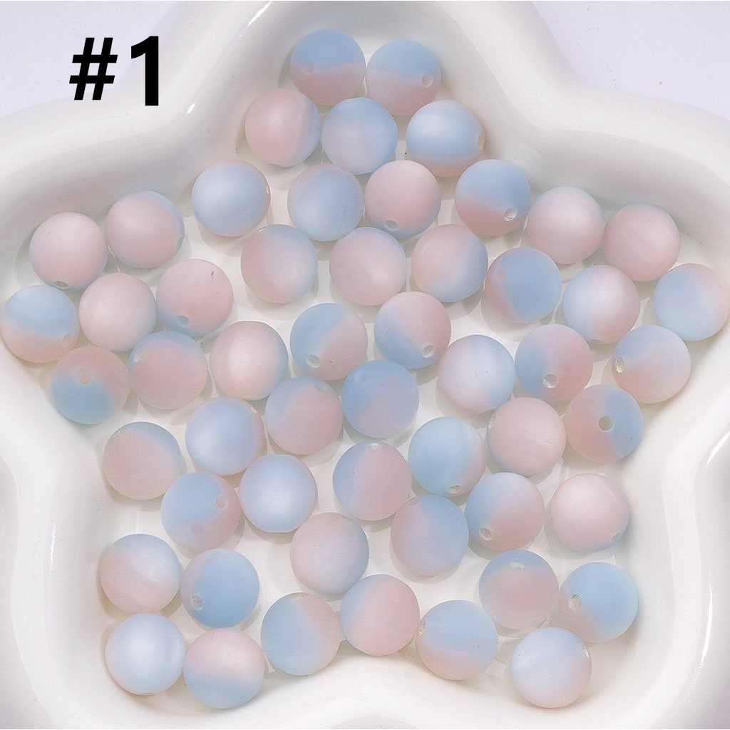 Cute Double Color Cat Eye Style Frosted Matte Round Acrylic Beads, 12MM