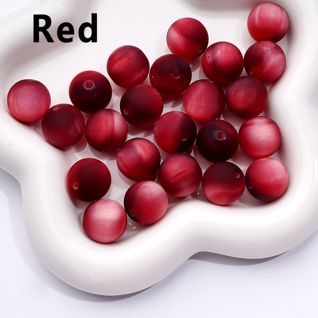 Frosted Matte Multi-Color Cat Eye Style Round Acrylic Beads, 16MM