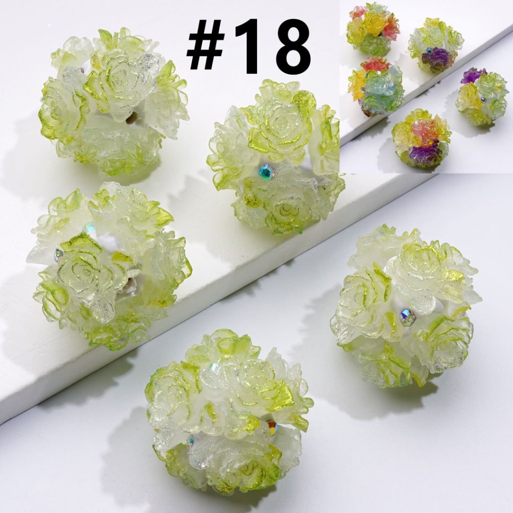 Color Changing Cute Glitter Soft Flowers AB Rhinestones Round Clay Beads, Around 24MM