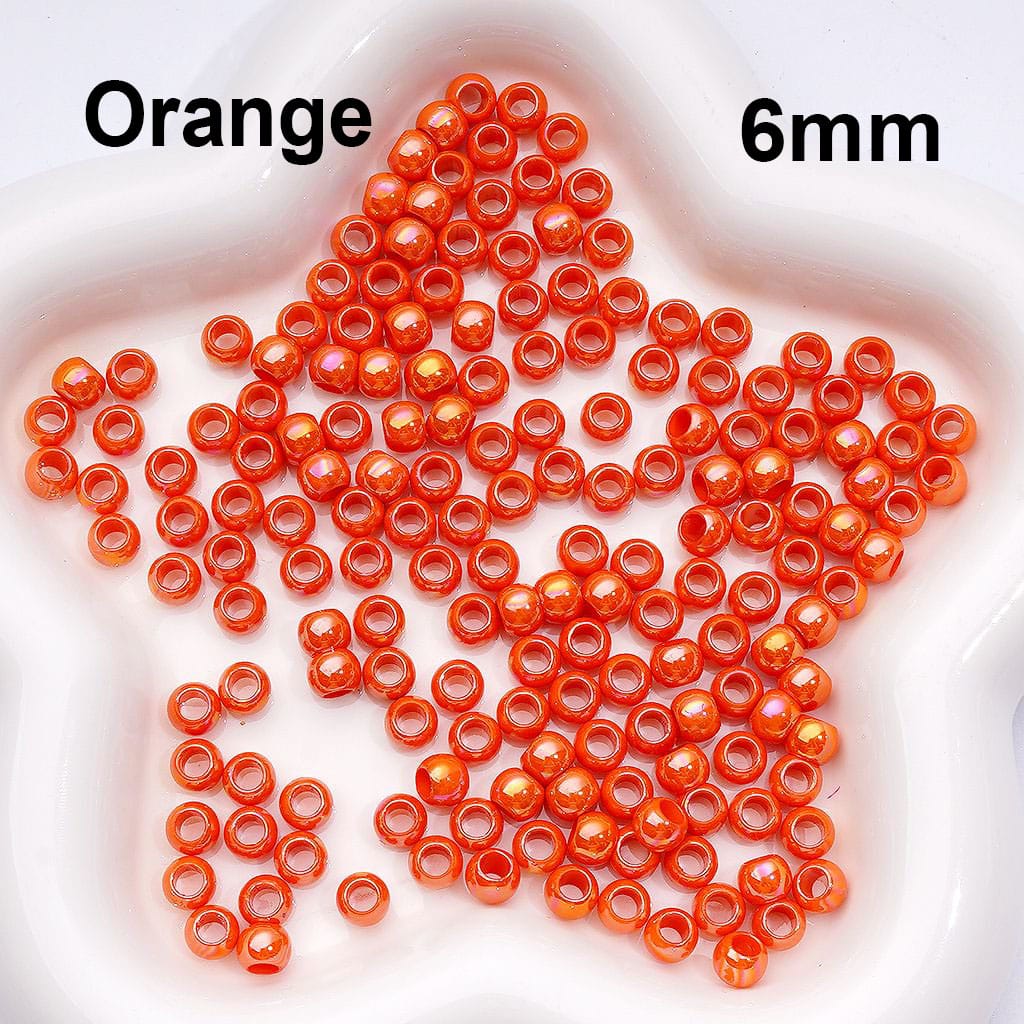 UV Coating Mini Seed Acrylic Beads Spacer with Large Hole, 6MM, Random Mix (Can be Used for Pen)