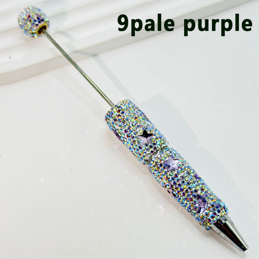 Beadable Clay Pens with AB Color & Colorful Star Moon Rhinestones Covered the Entire Pen