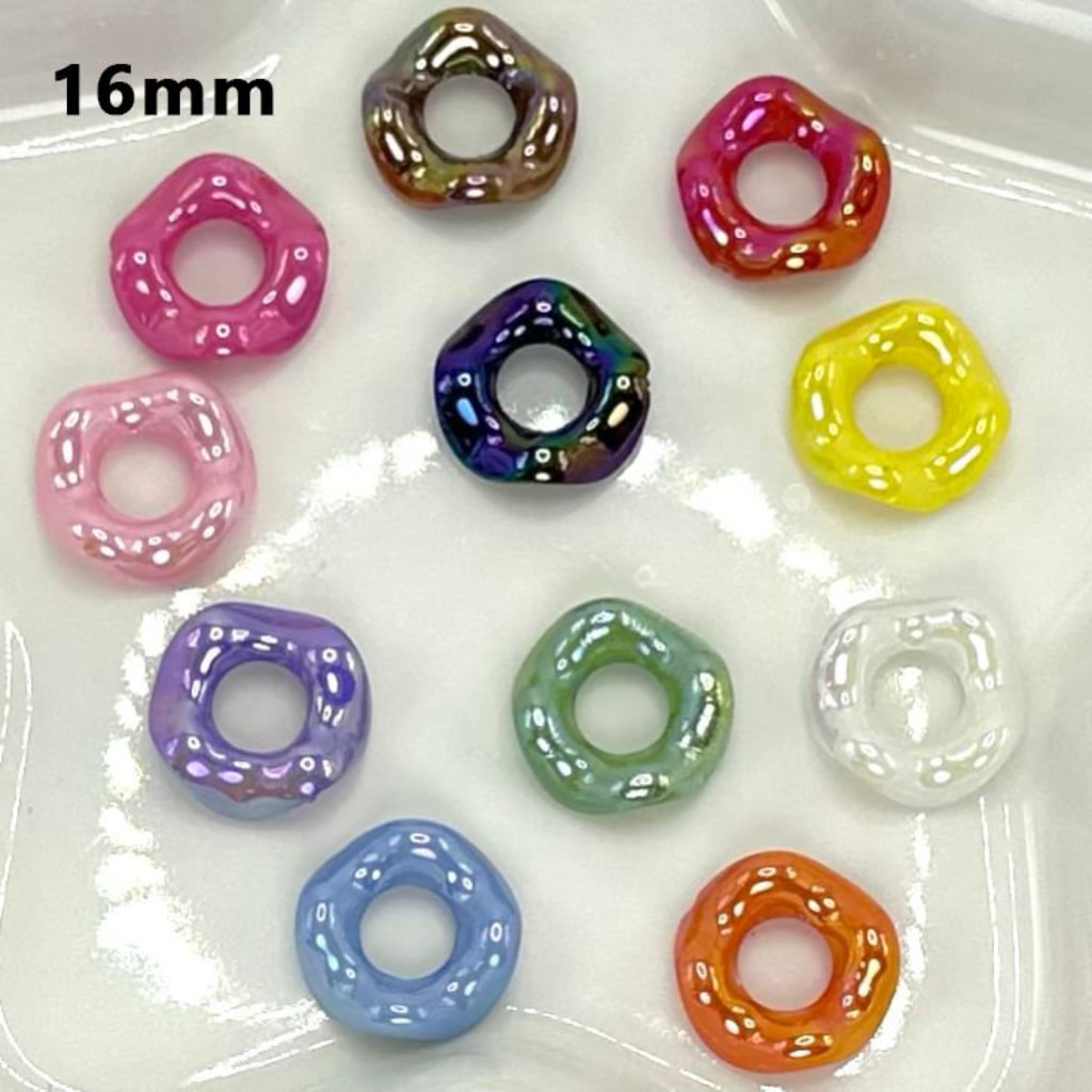 UV Finish Colorful Shiny Round Acrylic Wave Ring Loop, 16MM, Random Mix