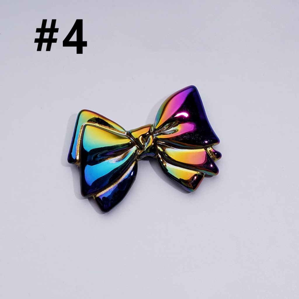 UV Coating Dazzling Color Bowknots Acrylic Beads, Around 43*40*7MM