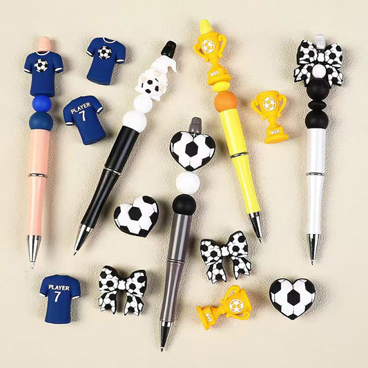 Silicone Focal Beads 3D Football Soccer Ball Theme