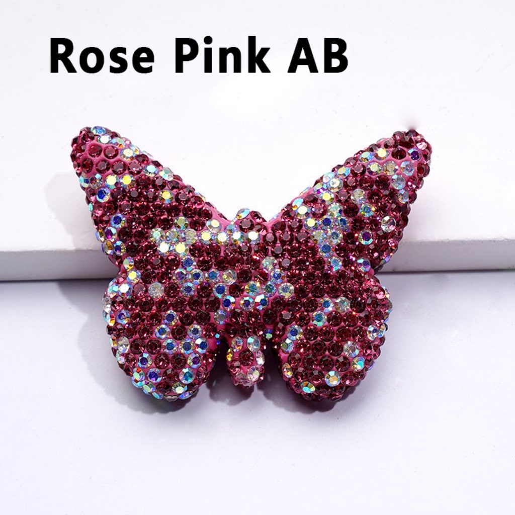 Exquisite Multi-Color Butterfly Clay Beads with Shiny Rhinestones, 54*41MM