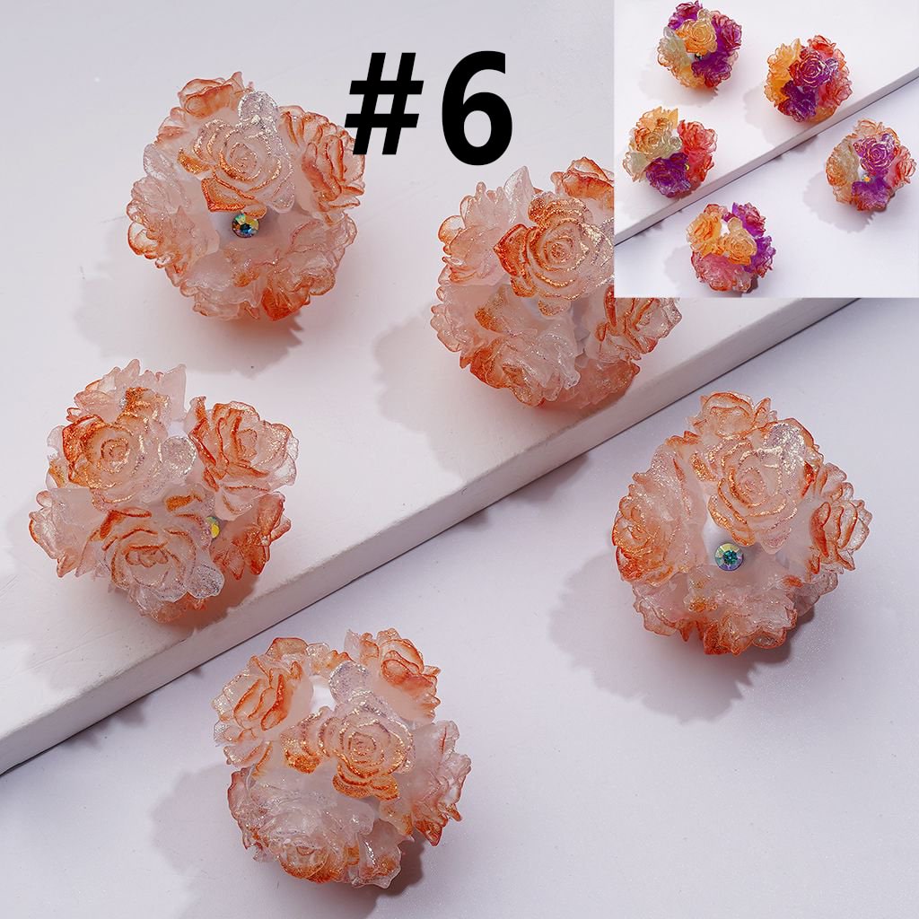 Color Changing Cute Glitter Soft Flowers AB Rhinestones Round Clay Beads, Around 24MM