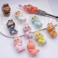 Large Cute Vivid Fuzzy Fluffy Labub Monster Pop Mar Acrylic Beads, Around 48*29MM, Random Mix
