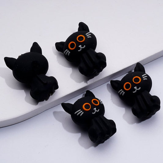 3D Little Cute Black Cat Silicone Focal Beads