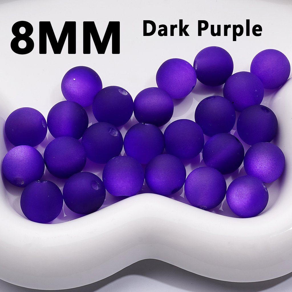 Multi-Color Cat Eye Style Frosted Matte Round Acrylic Beads, 8MM